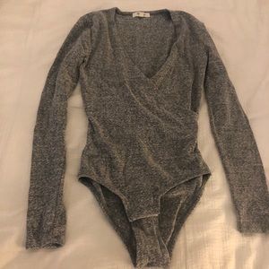 Madewell Gray Wrap-front Bodysuit